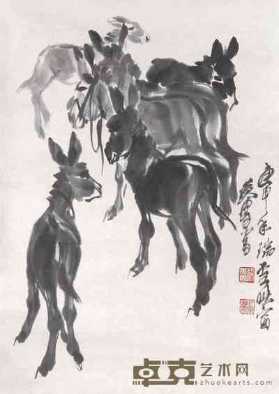 黄胄 驴 立轴 66×45cm